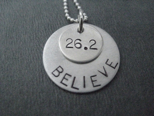 26.2 BELIEVE in the MARATHON 18 inch Sterling Silver Marathon Necklace on 18 inch Sterling Silver Ball chain - Running Jewelry