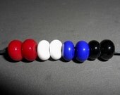 Red white and blue. Handmade Lampwork spacer bead set SRA CPteam FHFTeam