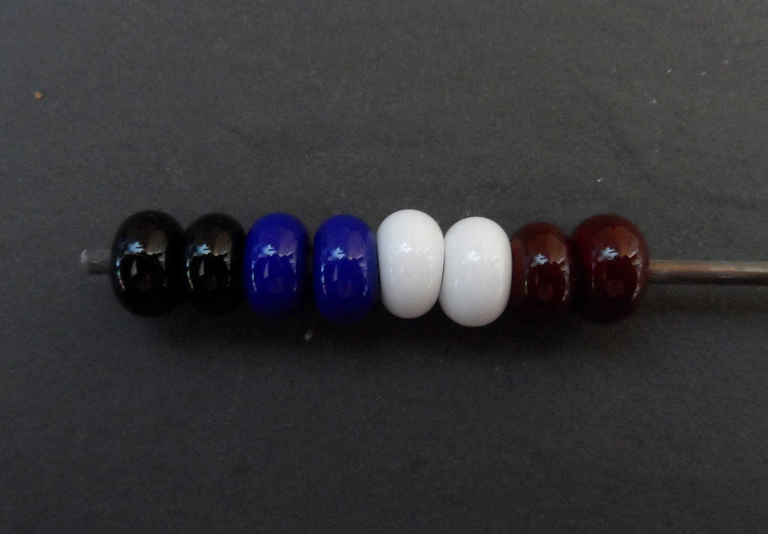 Red white and blue. Handmade Lampwork spacer bead set SRA CPteam FHFTeam