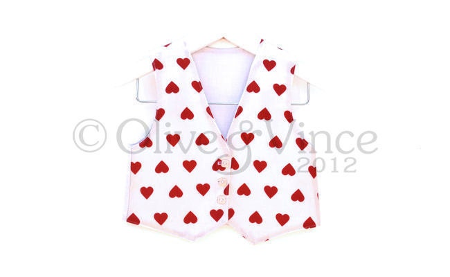 Red white love heart waistcoat wedding mothers day clothing boys formal white buttons vest toddler smart page boy romantic ring bearer
