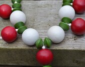 Sale Red, White, Green Wooden Necklace - Cancer Charity
