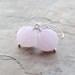 Lilac Bead Earrings: Light Purple Pink Jade Melon Drops with Long Sterling Silver Kidney Ear Wires