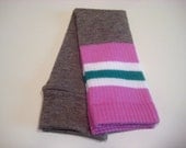 Grey Baby Leggings with Pink, Teal, and White Stripes