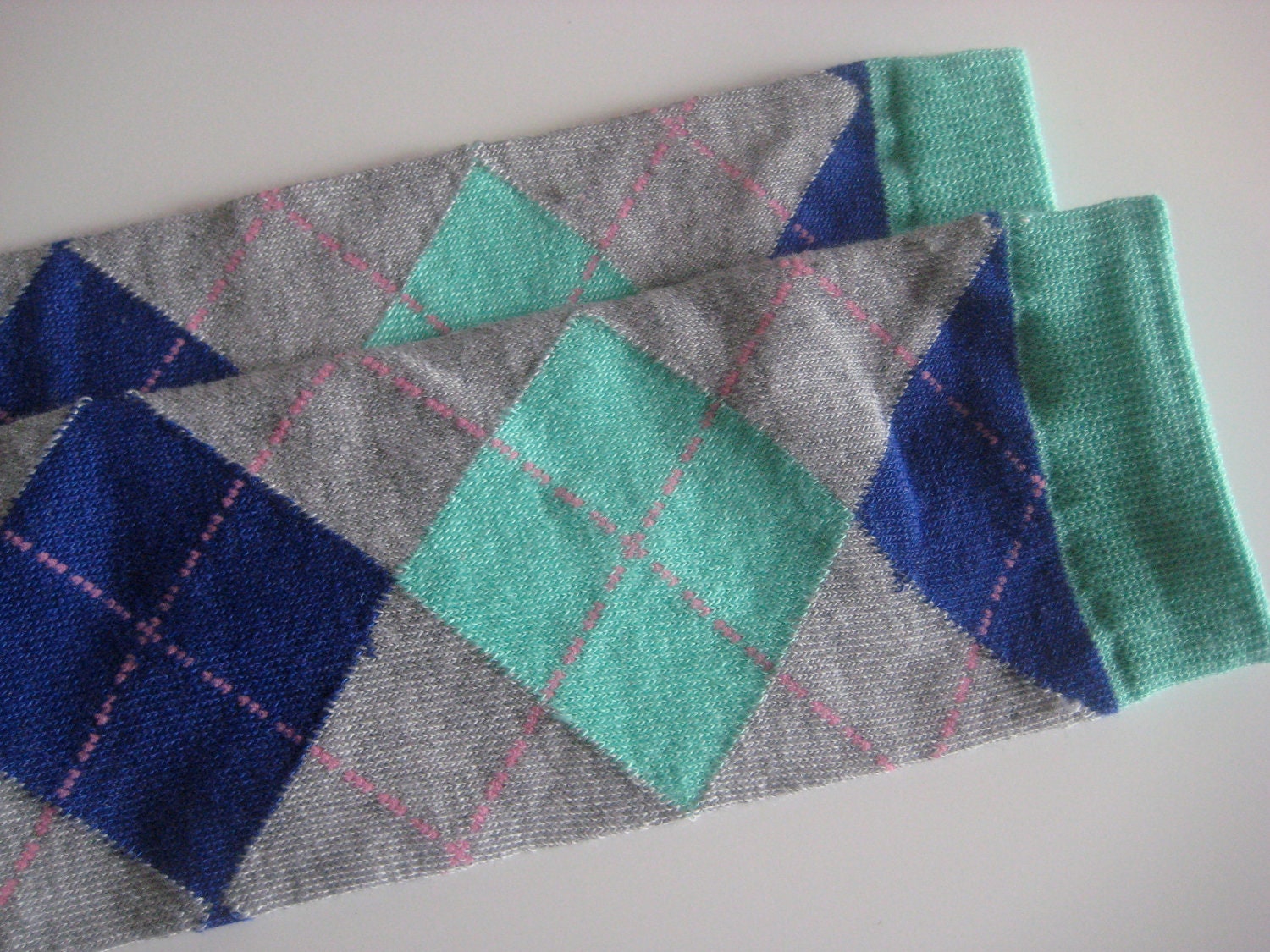 Royal Blue, Aqua, and Grey Argyle Baby Leggings