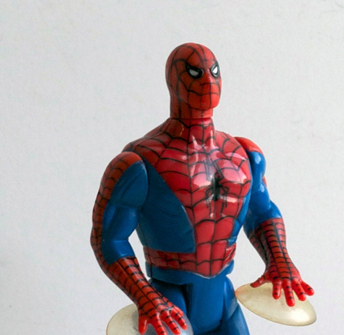 Spiderman Action Figure, 1990 Vintage, wall climbing Spidey, Marvel Comics