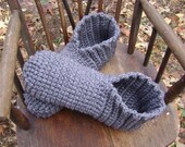 Crochet Slippers Booties Heather Gray Men Women Teens