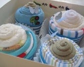 Baby Boy Onesie, Bib, Socks and Washcloth Adorable 8 Piece Cupcake Set