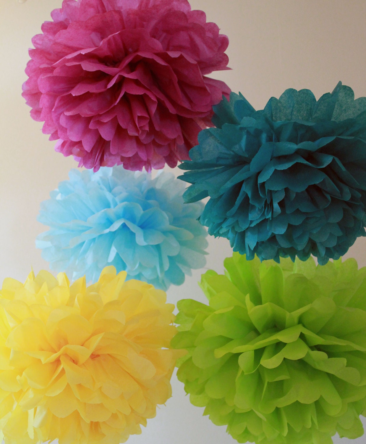 10 Tissue Paper Pom Poms Plus 3 Free Flowers - ANY COLORS - Wedding, Birthday, Baby Shower Decorations Il_170x135