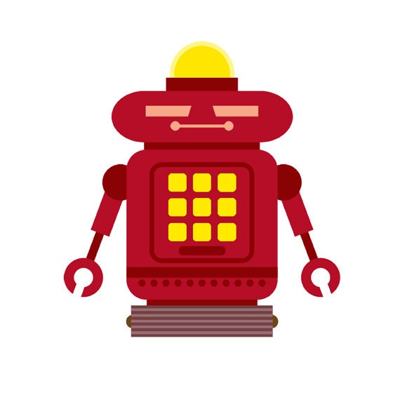 Robot Buddy Red 8 x 10 Digital Art Print (Unframed)