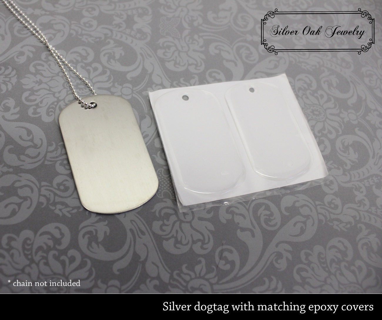 Set of 10 - Metal dog tags with epoxy covers