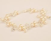 Pearl Bracelet Wedding Jewelry Cluster Bracelet Crystal Bridal Jewellery Bridesmaid Gift Ivory Pearls etsy uk Charm