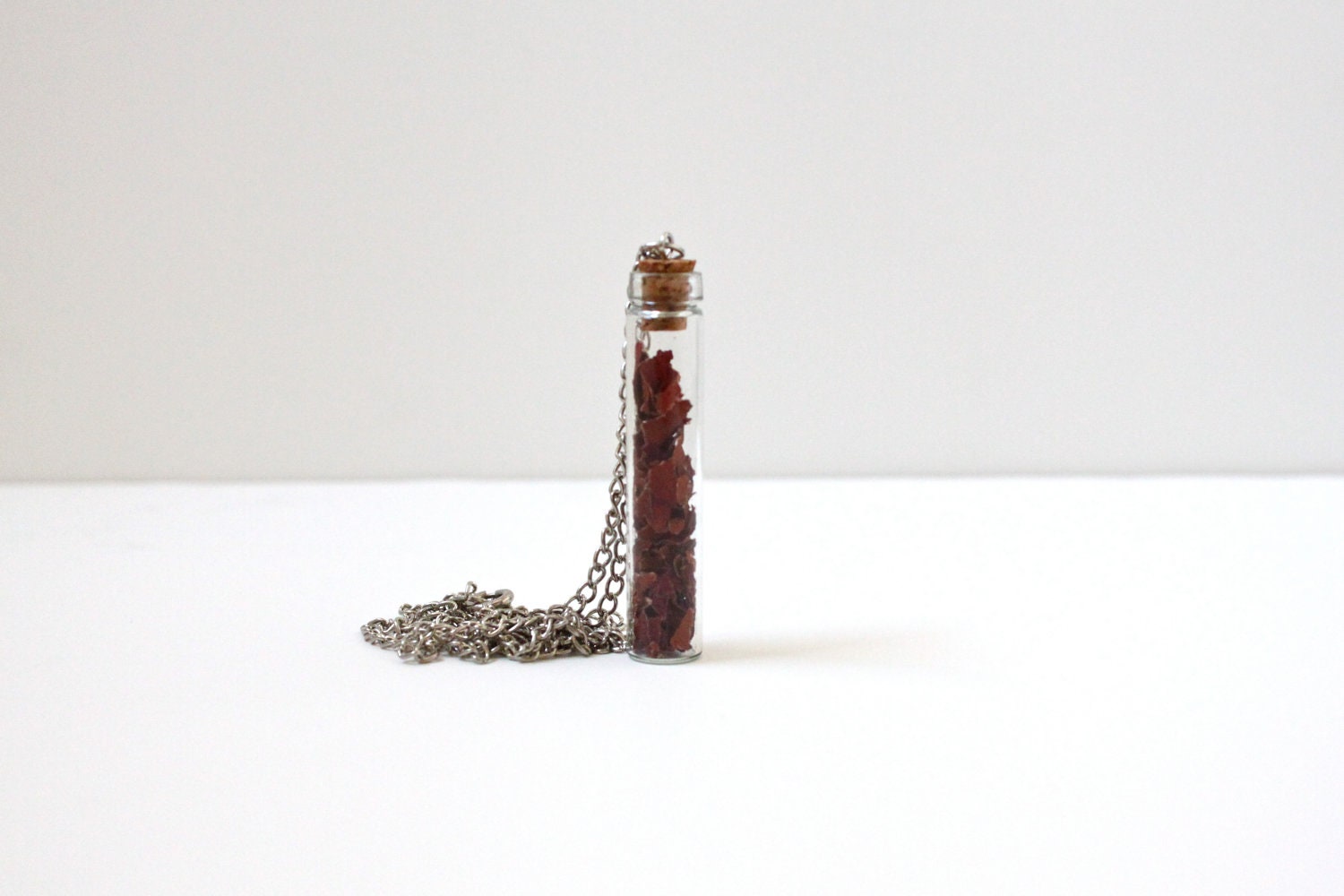 Dried Rose Petals in Apothecary Bottle Pendant