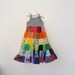 Rainbow dress patchwork twirly twirler bright eco girls children sundress custom upcycled size 4 - 10 made to measure CUSTOM ORDER