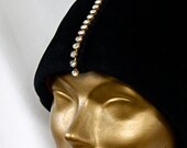 Vintage Don Anderson Black Velvet and Rhinestone Designer Hat