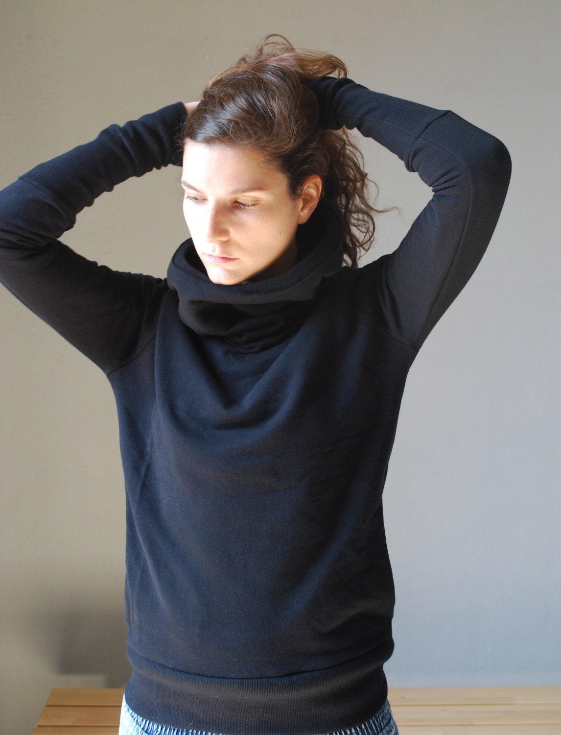 Black Hoodie COMET Women sweatshirt sweater/ Gift for her / Women fashion