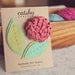 Handmade Felt Flower and Two Felt Leaves. Felt Embellishments by Catshy Crafts