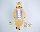 Gentlebear - Articulated Paper Doll by Dubrovskaya. Kraft paper, MADE To Order.
