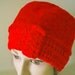Vintage ladies Hat  red cloche crochet edge faux fur gatsby style
