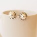 Wedding pearl earrings, bridal post earrings , cubic zirconia