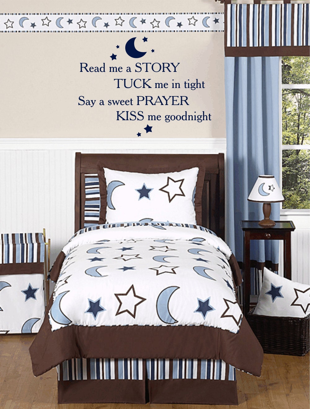 Read Me a Story Vinyl Wall Decal for Girl Boy Baby Nursery Wall Quote Moon Stars Poem Saying Wall Art  22H x 29W FS247