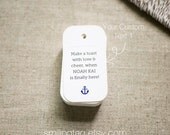 Nautical Theme Anchor Note Personalized Gift Tags - Favor Tags - Thank you - Hang tags - Wedding Gift Tags - Set of 40 (Item code: J306)
