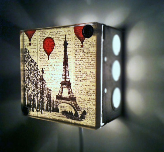 Воздушные шары над Парижем перепрофилировать Vintage Словарь Свет → Box ночь