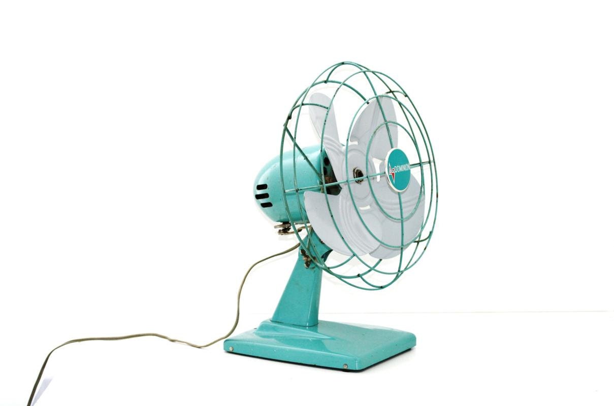 Industrial Chic Vintage Fan Aqua Blue Home Decor Price Drop