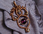 Beaded swirly copper pendant