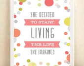 Colorful Confetti, Pink "Life She Imagined" print poster