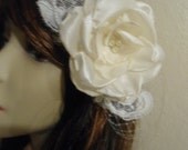Ivory Cream Bridal Rose headpiece.