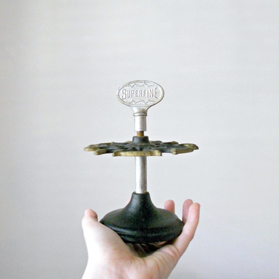 Vintage Superfine Cast Iron Stamp Rack - Revolving, Industrial, 20s