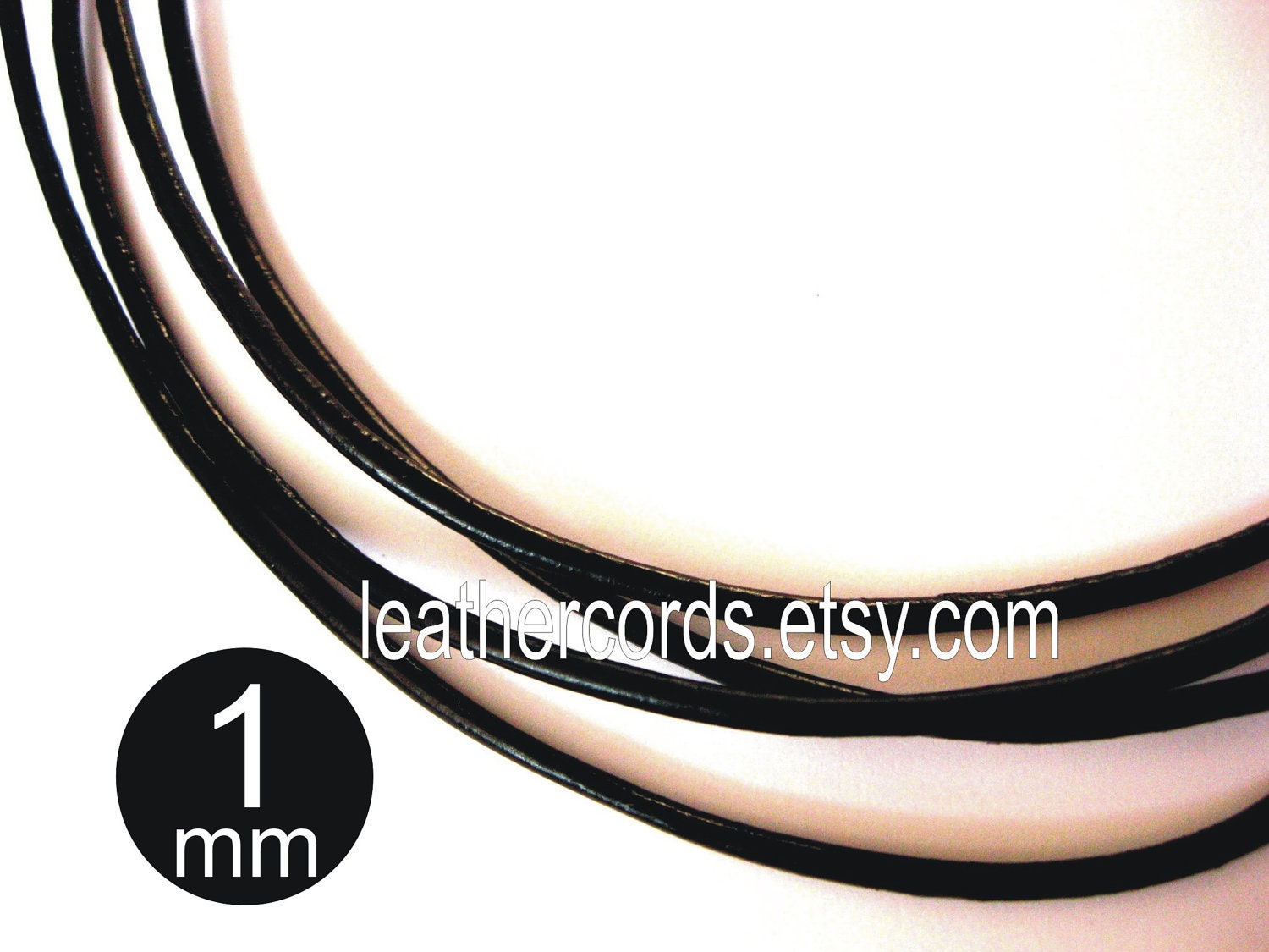 2 meters/2.2 yards/6.6 feet, 1 mm leather cord round, deep black
