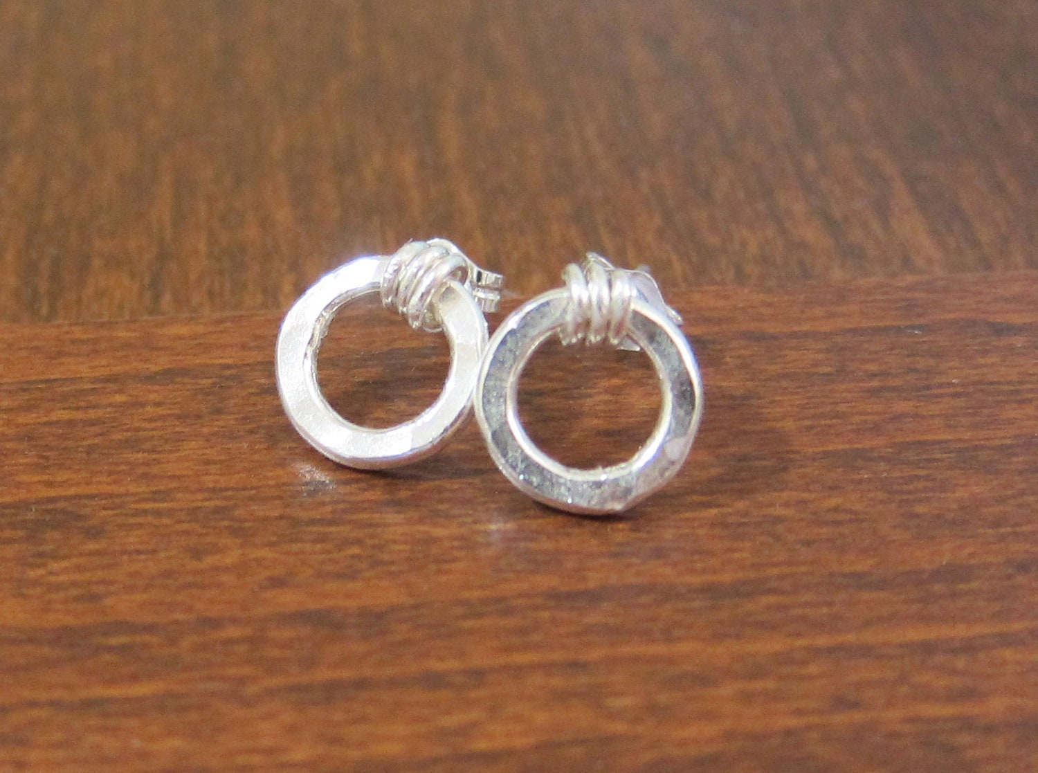 Sterling Silver tiny Circle Ear post. Sterling Silver circle. Sterling Silver links. Simple Earrings.
