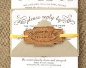 Vintage Calligraphy Letterpress Wedding Invitation, Grey, White, Kraft Paper, Cork, Rustic