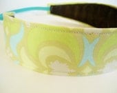 Lime, Aqua and Khaki Fabric No Slip Headband
