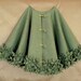 54" Christmas Tree Skirt in Olive Green with hand cut and hand sewn flowers at the bottom.. "FREE SHIPPING"