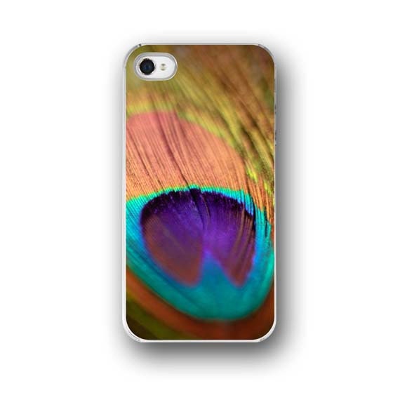 Peacock Feather, iPhone 5 4 4s Case, Peacock, Golden, Teal Purple, Cell Phone Case, Accessory for iPhone 5 4 4s