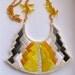 Statement bib necklace art deco geometric tribal handmade embroidered in beautiful yellow and grays modern jewelry