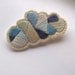 Gray cloud geometric brooch hand embroidered with a silver lining