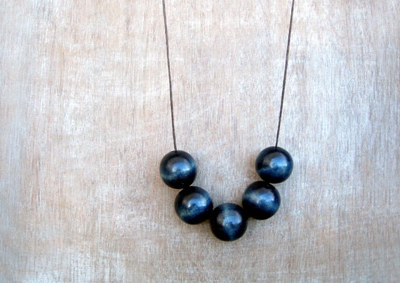 Geometric Necklace /Blue Necklace/  / Wooden Necklace/Boho Necklace