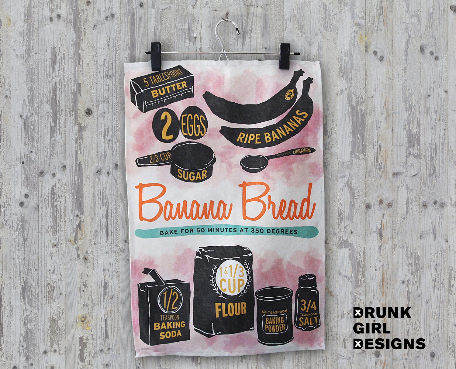 Banana Bread - linen & cotton decorative printed tea towel for your kitchen