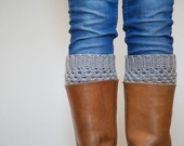 Crochet Boot Cuffs in Grey Boot Toppers - Boot Socks - Leg Warmers