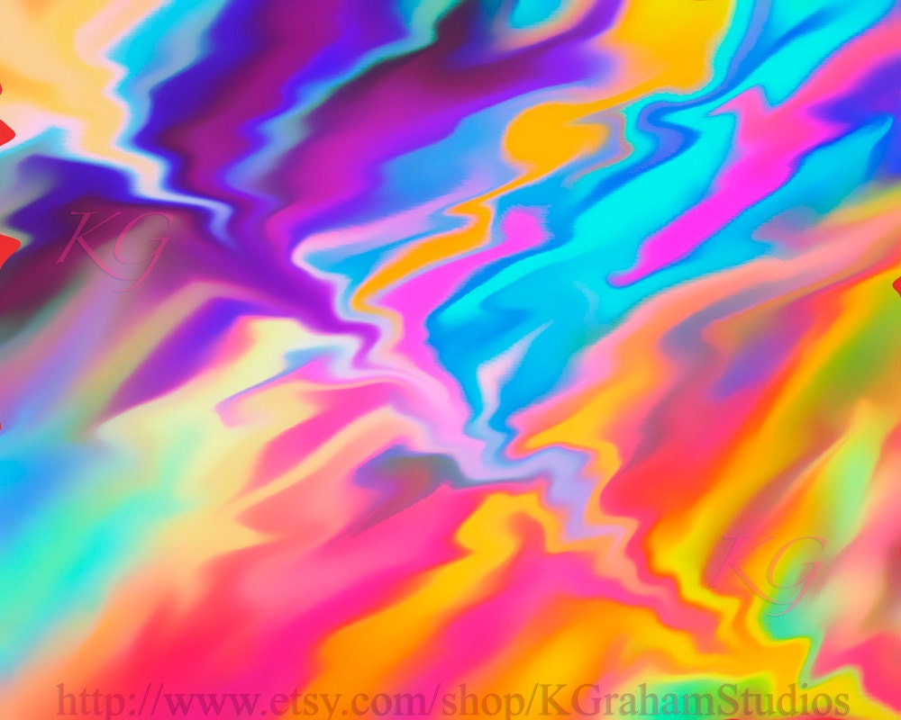 Colorful Abstract Print Rainbow Contemporary Psychedelic 8x10 Digital Photographic Print by K Graham Purple Teal Hot Pink Blue Orange Green