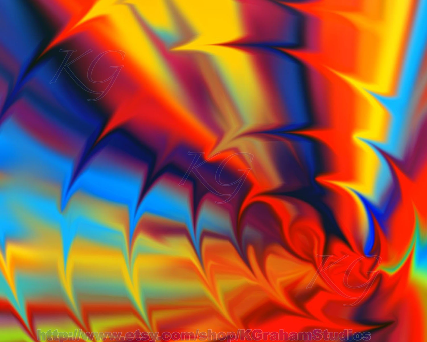 Colorful Abstract Print Rainbow Contemporary Psychedelic 8x10 Digital Photographic Print by K Graham Purple  Red Blue Orange Yellow Green