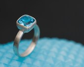 Topaz Ring - Super Bright Swiss Blue Topaz set in Sterling Silver - Made to Order and Free Shipping