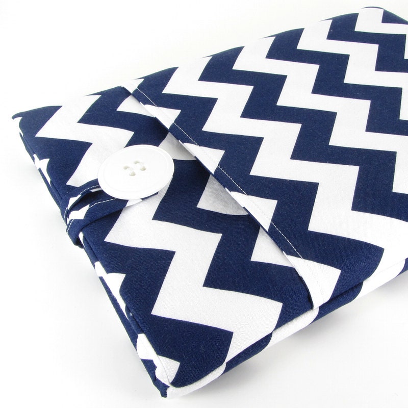 Laptop Case, 13 Inch Laptop Sleeve, Laptop Cover, Laptop 13 Case, Computer Case - White Navy Blue Chevron
