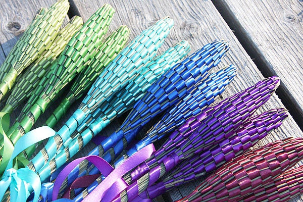 Purple Satin Ribbon - Organic French Lavender Wand - Woven from Freshly Picked Flowers - Made in Canada