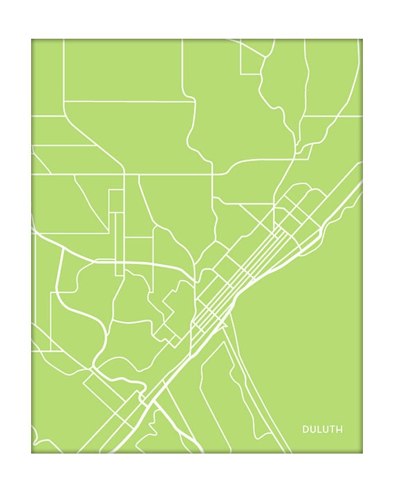 Duluth City Print Map / Minnesota Art Poster Line Drawing / 8x10 Giclee Print / Choose your color