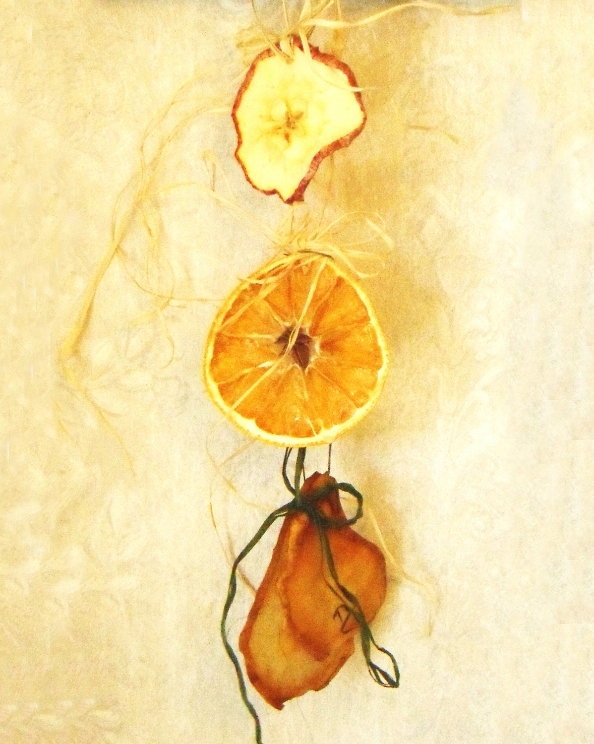 REAL Dried FRUIT Ornament, Orange, Pear, Apple, Fall Decor, 12 ornaments. Natural decorations. Made to order.