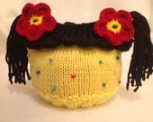 Crochet and Knitted Strawberry with Pigtails Handmade Hat - Newborns, Babies, Children, Adults